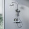 EMKE Duschsystem mit Thermostat Chrom mit LED-Beleuchtung Duschsystem Regendusche, mit 3 Strahlarten Handbrause + Regendusche mit Armatur + Bodennaher Wasserstrahl, Einfache Installation