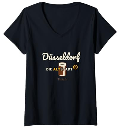 Womens Düsseldorf Old Town Word Game Glass Altbier Düsseldorf V-Neck T-Shirt