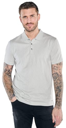 Herren Polo-Shirt strukturiert, Hellgrau