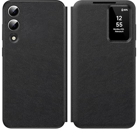 Custodia per Samsung S25 Edge Smart View Wallet Smartphone Case, per Samsung Galaxy S25 Edge Custodia Clear View, Specchio Flip, scomparto per carte di credito, finestra di visualizzazione, Galaxy S25