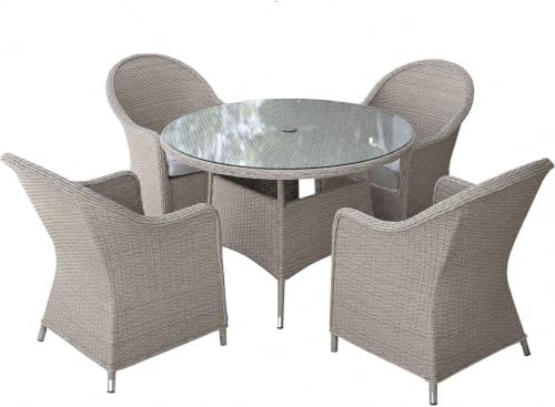 SHATCHI Sorrento Premium 5 delar aluminium rotting bistro set 4-sits, 4 stolar med kuddar, glasskiva matbord trädgård lounge balkong uteplats kompakta möbler