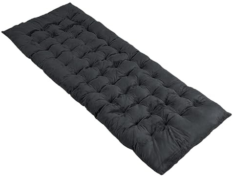 GOPLUS Liegenauflage, Auflage für Gartenliege 190 x 70 x 7 cm, Deckchair Auflage, Baumwolle Feldbett Martratze mit 4 Befestigungsbändern für Liegestuhl & Sonnenliege (Dunkelgrau)