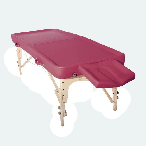 Mobile Ayurveda Profi Massageliege aus Holz - 202 cm x 81 cm - 2 Zonen - Klappbar - mit Kopfpolster, Tasche etc. - leicht zu reinigen - höchste Qualität - Perfekt für Ölmassage (Burgund)
