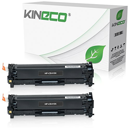 Kineco 2 Toner kompatibel mit HP CE410X Laserjet Pro 300 Color M351a, MFP M375nw, Laserjet Pro 400 Color M451dn dw nw, M475dn dw - 305X - Schwarz je 4.000 Seiten