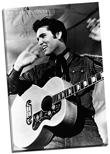 Elvis Presley-Portrait schwarz weiß, Kunstdruck auf Leinwand, 76 x 51 cm