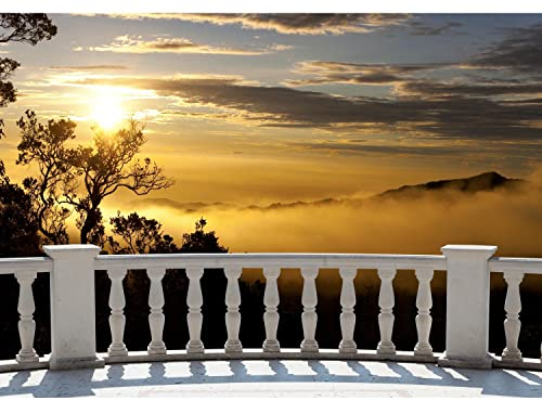 Runa Art Fototapete Terasse Sonnenuntergang Afrika 352 x 250 cm Vlies Tapeten XXL Moderne Wandtapete Wohnzimmer Schlafzimmer Braun Gelb 9028011b