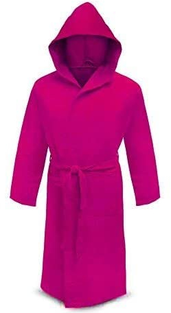 Irge Accappatoio Microfibra Cappuccio e Borsetta Unisex (Fuxia, M)