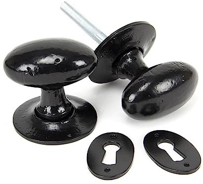 From the Anvil Black Oval Mortice/Rim Knob Set