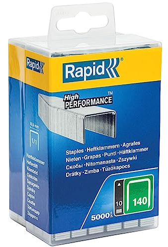 Rapid Tackerklammern Typ 140, 10mm Klammern, 5000 Stk Großpackung, Flachdrahtklammern für Holz und Folien