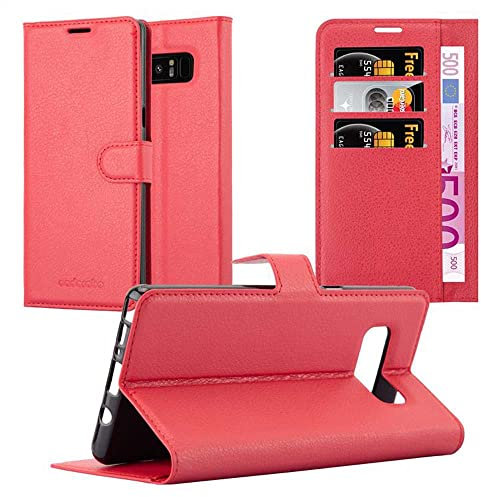 Cadorabo Hülle kompatibel mit Samsung Galaxy Note 8 Handyhülle aus Premium Kunst Leder Flip Klappbare Stoßfeste Magnetische [Standfunktion] [Kartenfächern] Cover Hülle für Galaxy Note 8 Tasche in Rot