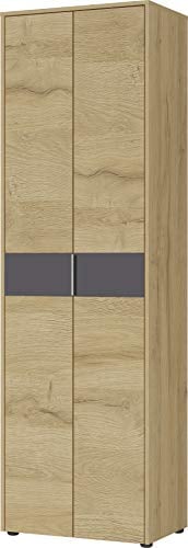Germania Garderobenschrank 2963-554 GW-Berlebeck, in Grandson-Eiche-Nachbildung/Graphit weiß montierte maße: ca. 60 x 197 x 40 cm