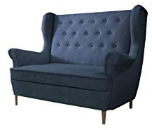 MOEBLO Ohrensofa 2 Sitzer Sofa Garnitur Stoff Samt (Velour) Glamour Wohnlandschaft Chesterfield - Kros (Dunkelblau (Omega 86))