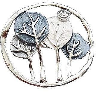 Brosche Magnetbrosche Schal Clip Bekleidung Poncho Taschen Stiefel Textilschmuck Lebensbaum Baum Blatt Silber - Grau