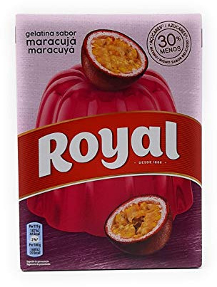 Royal, Gelatina in Polvere, Gusto Frutto della Passione, 30% Zuccheri in Meno, 114 gr