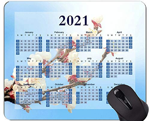 YENDOSTEEN 2021 Mauspad-Kalender, Blumen-Aprikosenbaum-Gummi-Mauspad