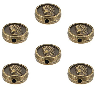 EXCEART 50 Stück Antike Legierung Jesus Jungfrau Maria lose Heilige Rosenkranz Spacer Perlen Schmuckherstellung Charms für DIY Halskette Armband Anhänger Runde Perlen Bronze