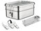 nicelock 2-Tier Stainless Steel Lunch Box with Folding Cutlery and Removable Divider (540ml, 800ml) - Reusable Metal Bento Container, Eco-Friendly, for Women Kids Work School