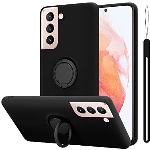 Cadorabo Custodia compatibile con Samsung Galaxy S21 5G in LIQUID NERO - Custodia per Cellulare in Silicone TPU Flessibile con Anello - Paraurti per Cover Posteriore Ultra Sottile