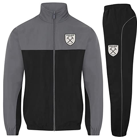 West Ham United FC Official Gift Mens Jacket & Pants Tracksuit Set Grey 3XL