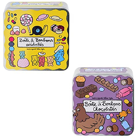 udc - Dlp - Lot Comprenant 2 Boîtes De Rangement - Bonbons Acidulés Et Bonbons Chocolatés
