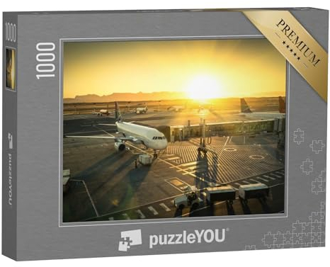 puzzleYOU: Puzzle 1000 Teile „Flugzeug am Flugsteig bereit zum Start“ – aus der Puzzle-Kollektion Flughafen, Flugzeuge