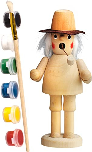 Räucherfigur zum selbst bemalen - komplett mit Pinsel und 6 Farben! - ca 14 cm, Holz