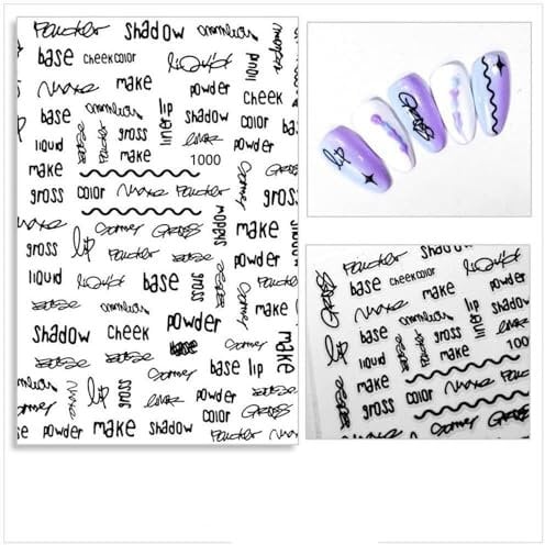 Women Girls Nail Decorations DIY Stickers Decal Nail Art English Letter Nail Stickers Alphabet(1)