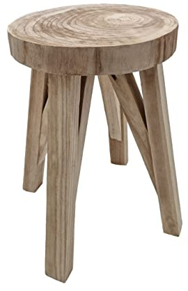 Spetebo Holz Hocker Natur - 40 cm - Massivholz Sitzhocker | naturbelassen, Kinderhocker, Fußhocker, Blumenhocker, Beistelltisch