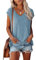 FANGJIN Damen Sommer Kurzarm Tshirt Business Einfarbiges Casual Pullover Oberteile Teenager Tops Elegant Blau lose Sportshirt Basic Resort Bekleidung Groß L