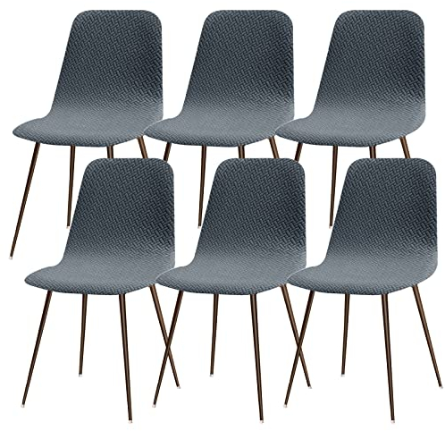 Lydevo Stuhlhussen 6er Esszimmer Strech Stuhlhussen für Esszimmerstühle Universal Waschbar Bezug Stuhlhussen Skandinavisch Stuhlüberzug für Küchenstühle Hotel Bankett,Diagonal#Blau Grau