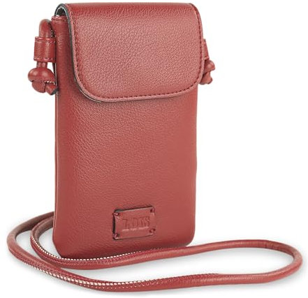 Lois - Bolso Móvil Mujer Bandolera de Piel PU, Nylon. Bolso Para Móvil Mujer Para Colgar. Mini Bolso Móvil Mujer. Bolso Bandolera Mujer Pequeño de Marca, Rojo