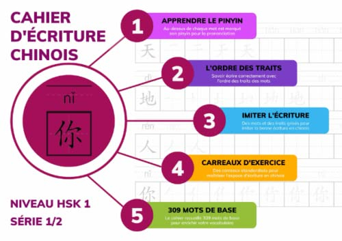 Cahier d'écriture chinois: 309 mots au niveau HSK 1