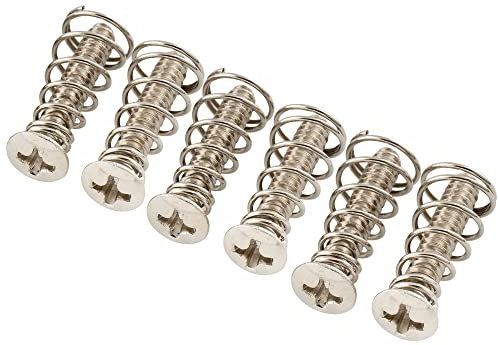 Musiclily Ultra UNC#6-32X3/4 Pollici Viti e Molle per Pick Up Single Coil in Acciaio Inossidabile Chitarra Elettrica tipo USA/Mexico Fender Strat,Nickel (Set di 6)