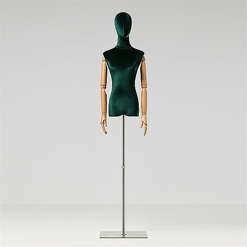 MDCG Schaufenster Weibliche Schaufensterpuppe Torso Mehrfarbig Velours-Stoff Schaufensterpuppen Standardgröße M Arme aus Massivholz Mehr Flexibilität ( Farbe : Schwarz , Größe : Golden )