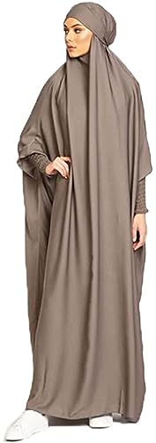 Renholin Frauen Muslimisches Kleid EIN Stück Gebetskleid für Frauen Abaya Islamischer Naher Osten Dubai Türkei Maxi Abaya Kaftan mit Hijab Kleid Volle Abdeckung Kleid