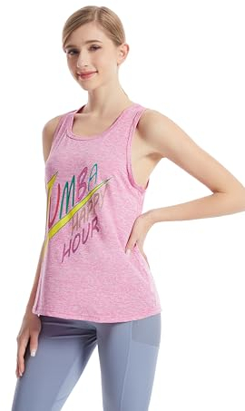 Zumba Shirts für Damen, ärmellos, für Fitness, Workout, Fitnessstudio, athletisch, Racerback, Tank-Top, Sport-Shirts für Tanzen, Pink Light, X-Groß