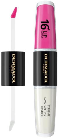 NEW Dermacol - 16-Hour Lip Colour, Highly Pigmented Glossy Lip Stain, Two-Phase Lip Plumper Gloss, Kissproof Lip Makeup Products with Matte and Glitter Finish, n. 18