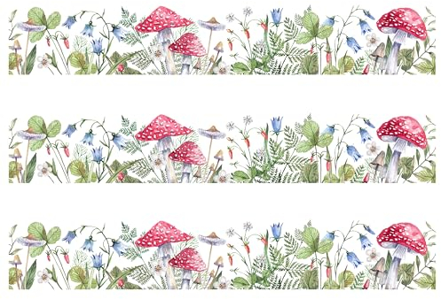 Orange Trading Dartmouth LTD A4 Edible Decor Icing Sheet Mushroom Flower Garden Border Edible Cake Topper Decoration