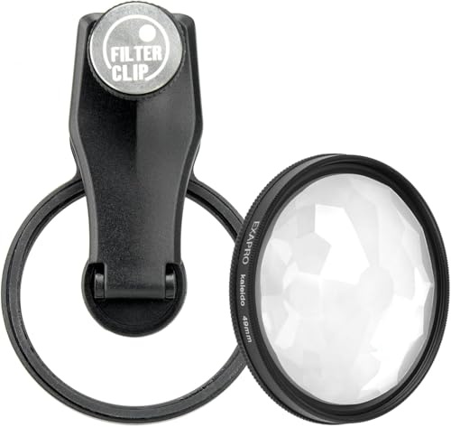 EXAPRO Smartphone Lens Filter Clip + Kaleido Filter Set, Prism Effect, forφ49mm Lens Filter, Rotating Frame Type, Compatible with iPhone/Android, EXP-FCPZKL-02