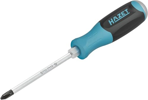 HAZET Schraubendreher mit Schlagkappe 811S-PH2, SW PH2, Kreuzschlitz Profil, 210 mm Länge, rutschfester Griff, Stahl Schlagkappe zum lockern festsitzender Schrauben