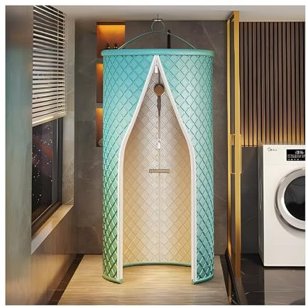 YXLYFDLY Mampara De Ducha Exterior Azul, Cortina De Ducha Redonda De Poliéster para Camping, Cortina De Ducha para Baño con Accesorio(0.9x2m/35x76in)