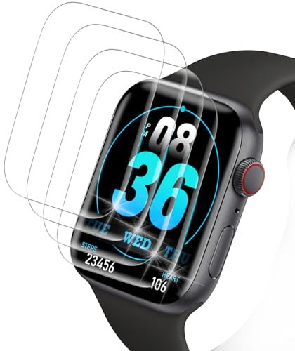 Schutzfolie für Panzerglas für Apple Watch Series 4/5/6/se 44mm, 4 Stück Flexible TPU Folie für Apple Watch SE 44mm Schutzglas, Anti-Kratzer Displayfolie für Apple Watch 6 44mm Displayschutz