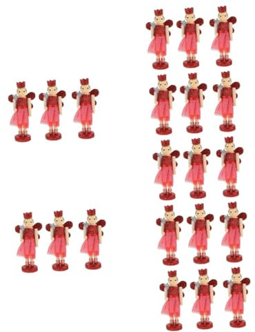 MAGICLULU 7 Sätze Nussknacker Engel Baum Bausätze Dekoration Tür Weihnachtsdeko Weinachtsgeschenke Walnuss-puppenschmuck Nussknacker Cartoon Marionette Ornament Holz Rot 3 Stück * 7