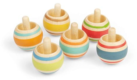 Bigjigs Toys Kreisel 6 Stück Holz Spinner Set