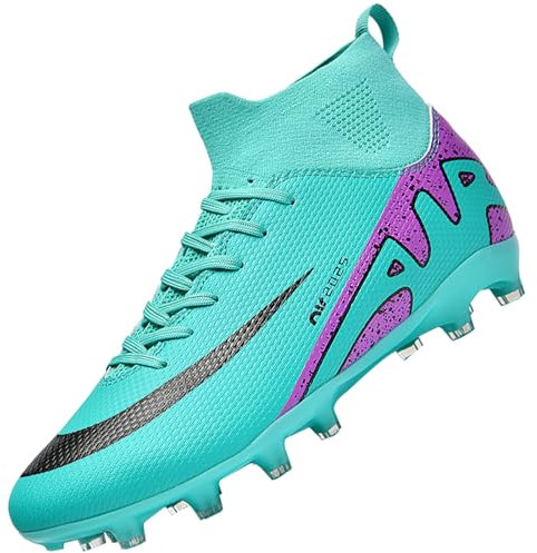 Csgkag Fußballschuhe Herren High Top Spike Cleats Professionelle Fussballschuhe Jugendliche Fußball Stiefel Athletics Trainingsschuhe Outdoor Sportschuhe Football Schuhe,Moon,EU46