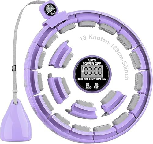 Sonkoloro Smart Hoop Reifen Erwachsene und Anfänger, Hullahub Reifen zum Abnehmen,Smart Hoop Leise Fitness Hoop mit Gewicht, Zähler und Noppen (Violett)