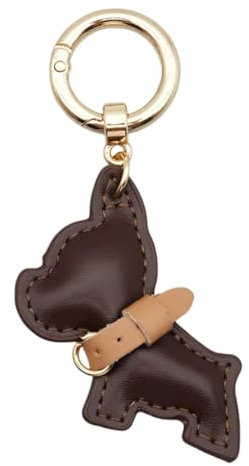 TIANQUXNGI Adorable porte-clés miniature chien français en cuir PU porte-clés pendentif pendentif pendentif décoration pour étudiant, rose foncé, Gold-color
