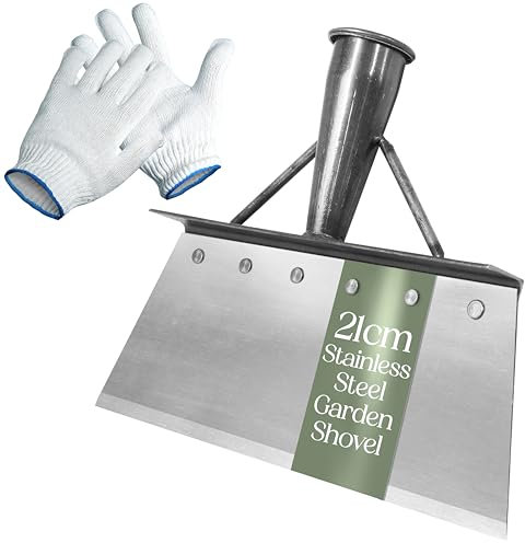 Pelle & Sol Garden Shovel & Moss Remover Tool w/Gloves - Heavy Duty Shovel Gardening, Floor Scraper, Weed Scraper - Manual Weeding, Garden Tools & Equipment for Gardening - Handle Not Included (21cm)