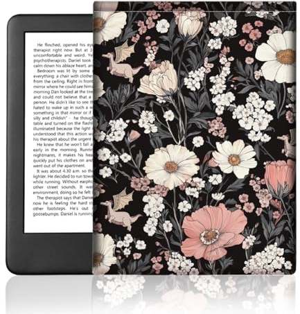 DOODLREAM Flower and Dragon eBook Reader Sleeve for 6 e-Reader, E-Reader Case with Snap Closure, Waterproof Memory Fabric Double-Sided Printed E-Book Cover for Screen Protection