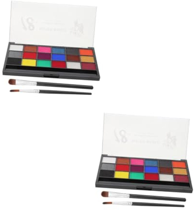 Beavorty 2 Boîtes Palette de Peinture Visage à Base Eau Peinture pour Fête Maquillage Diy Visage Pigments Éclatants Lavable et pour Âges